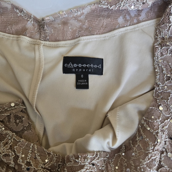 Connected Apparel Beige Lace Dress. Size 8 - Picture 2 of 8